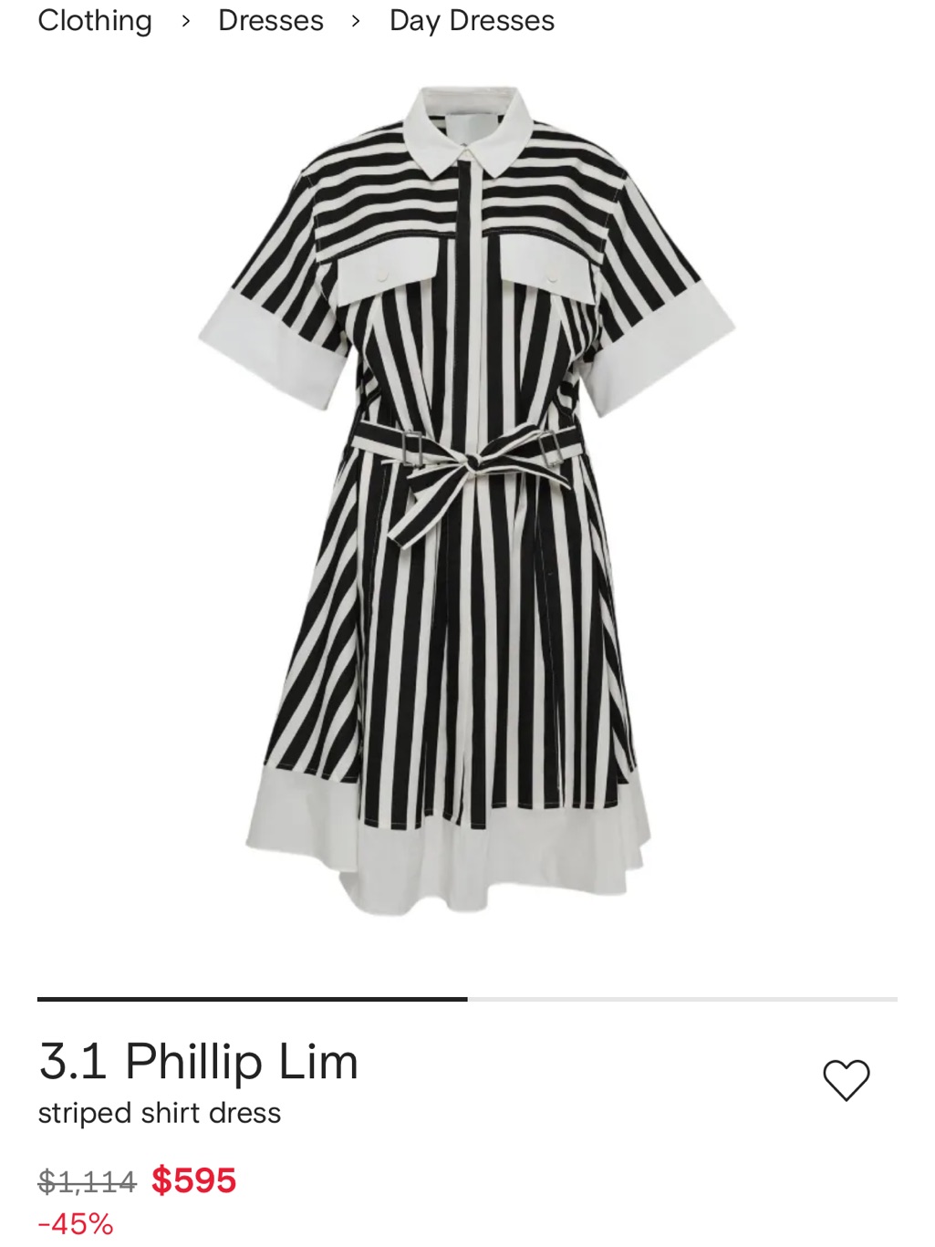 3.1 Phillip Lim Black And White Striped Tie-Waist Shirt Dress